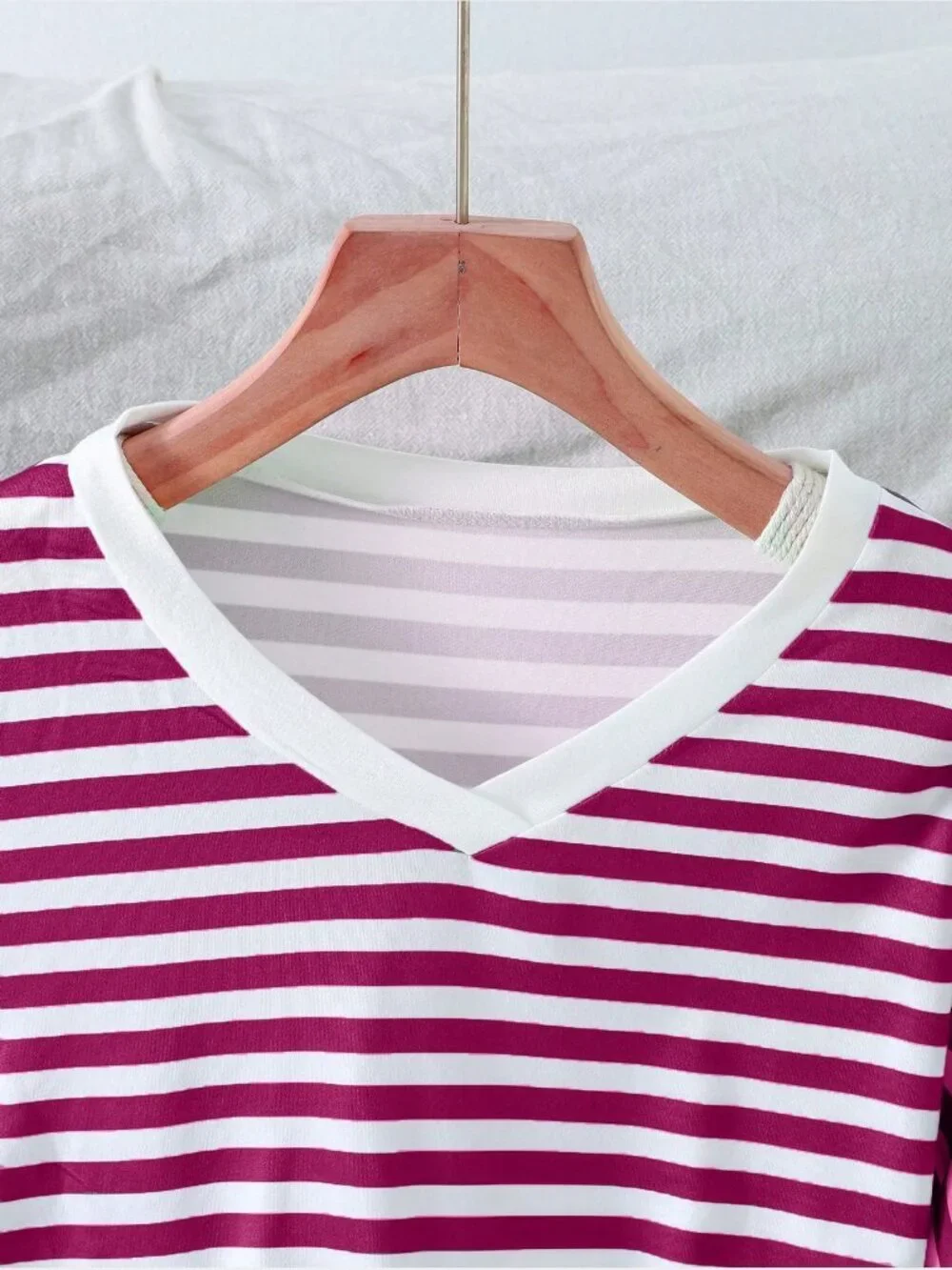 Purple Striped Women's Sleeve Top & Shorts Lounge Set